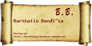 Barthalis Benáta névjegykártya